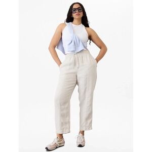 Athleta Linen-Blend Cropped Ankle Pants in Light Beige